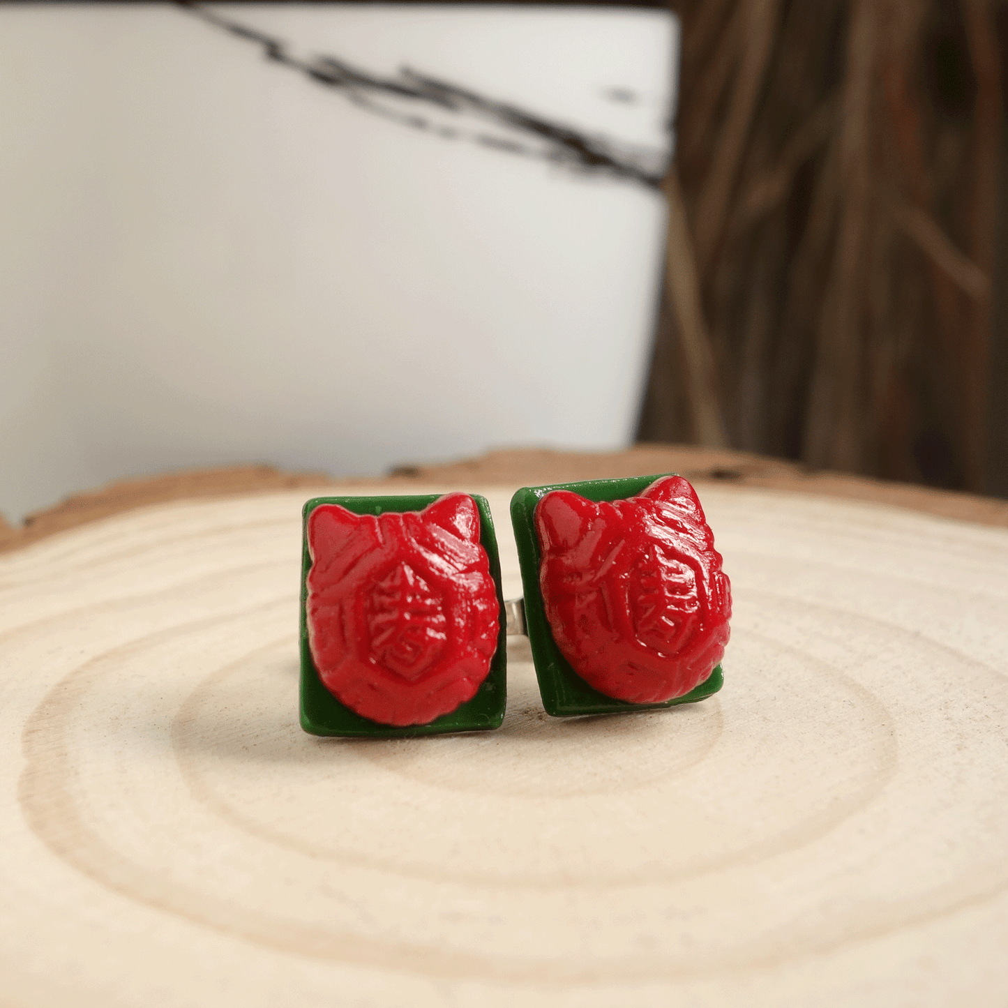 Ang Ku Kueh Cat Ear Studs