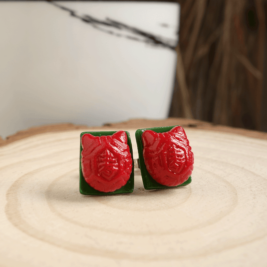 Ang Ku Kueh Cat Ear Studs