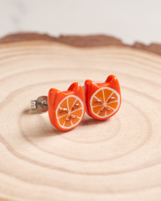 Cat Orange Ear Studs