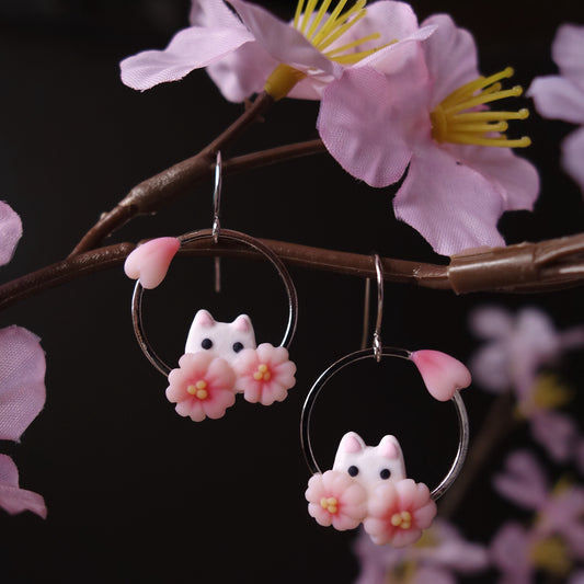 Cat & Sakura Earrings