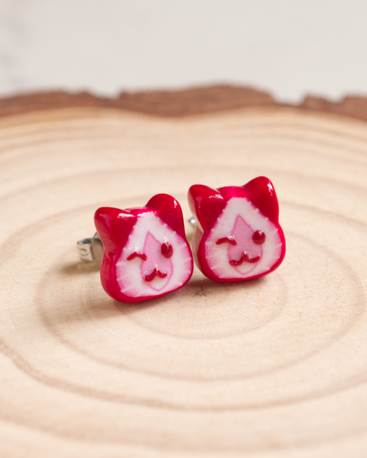 Cat Strawberry Ear Studs