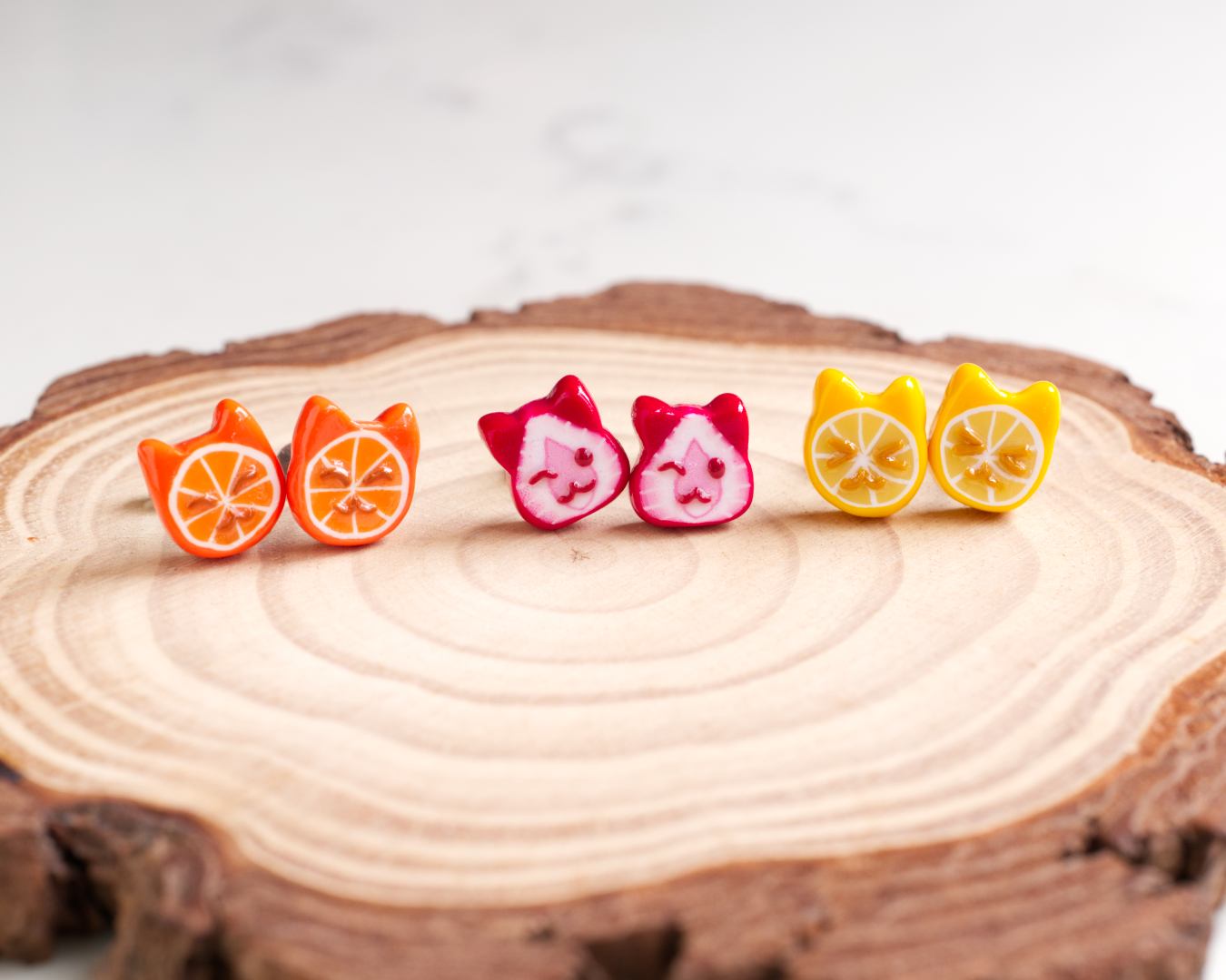 Cat Orange Ear Studs