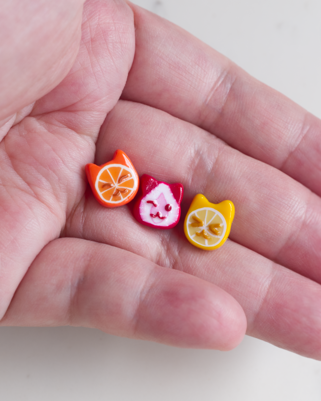Cat Orange Ear Studs