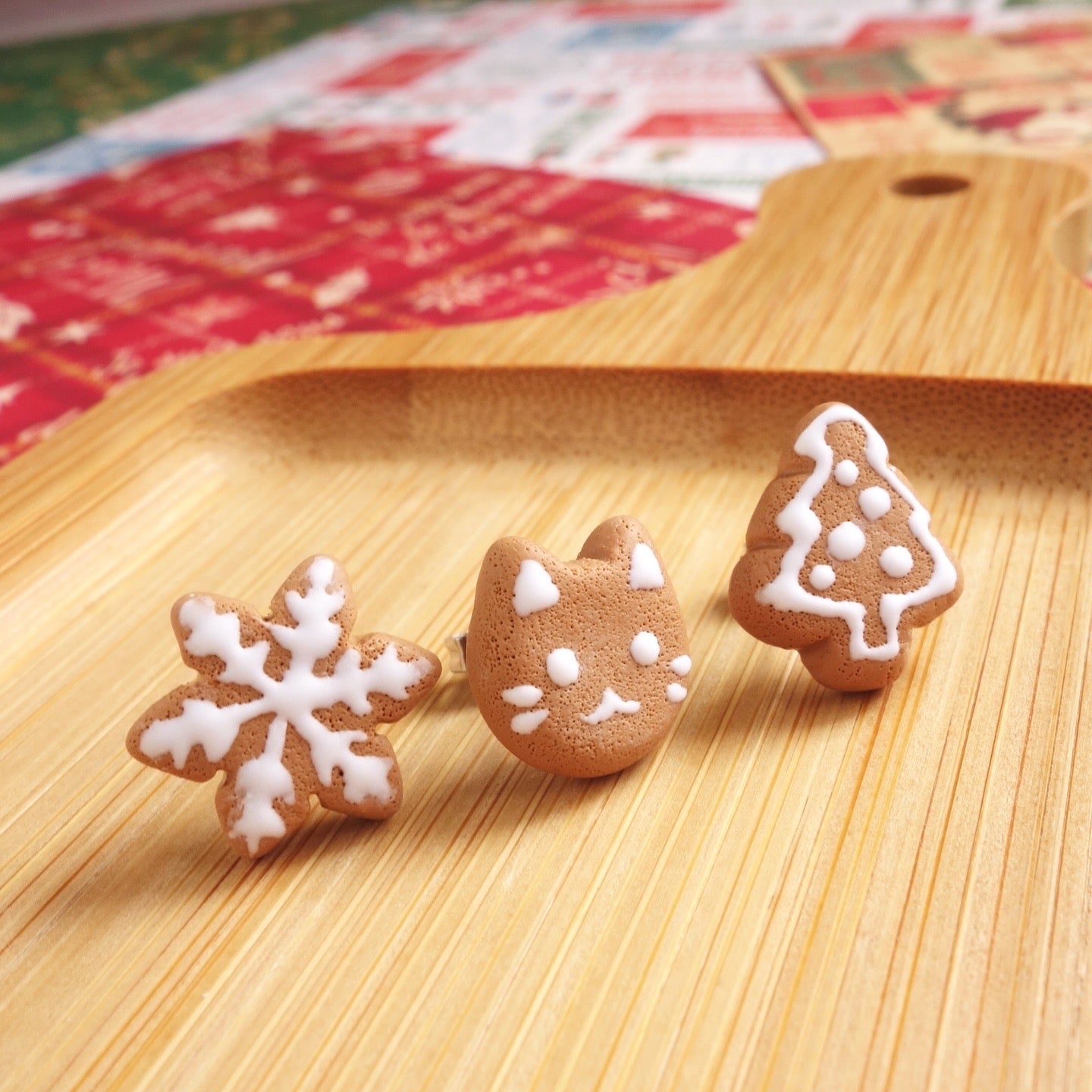 Gingerbread Cat Cookies Ear Studs [Made-to-Order]
