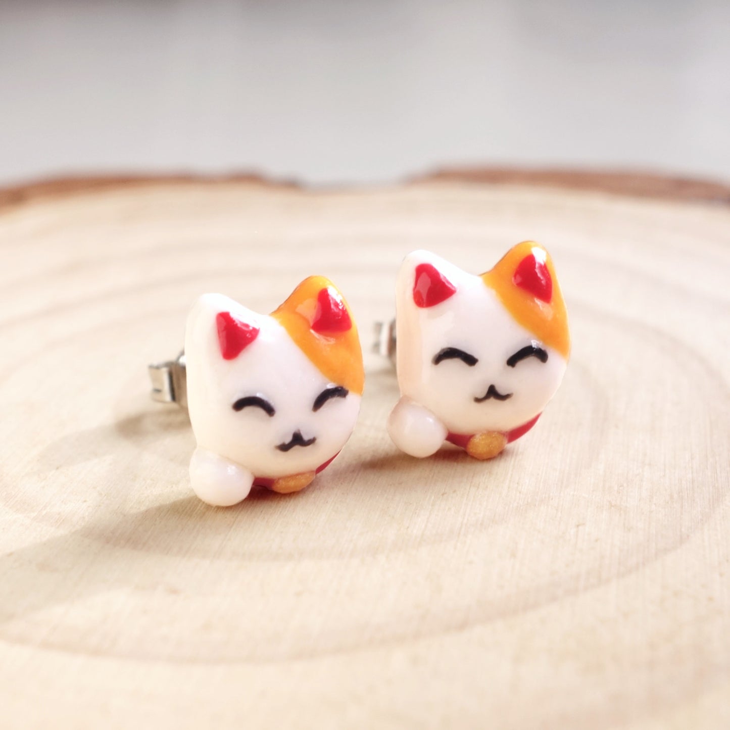 Maneki Neko Ear Studs [Made-to-Order]