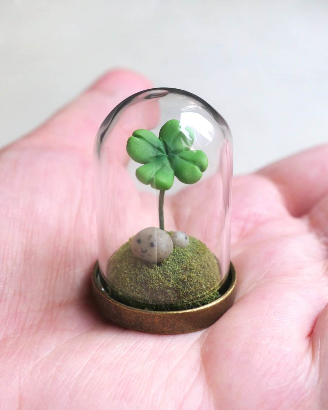 Under a Clover Glass Dome Figure