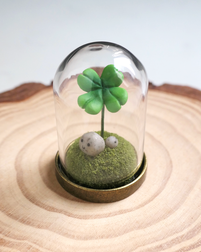 Under a Clover Glass Dome Figure